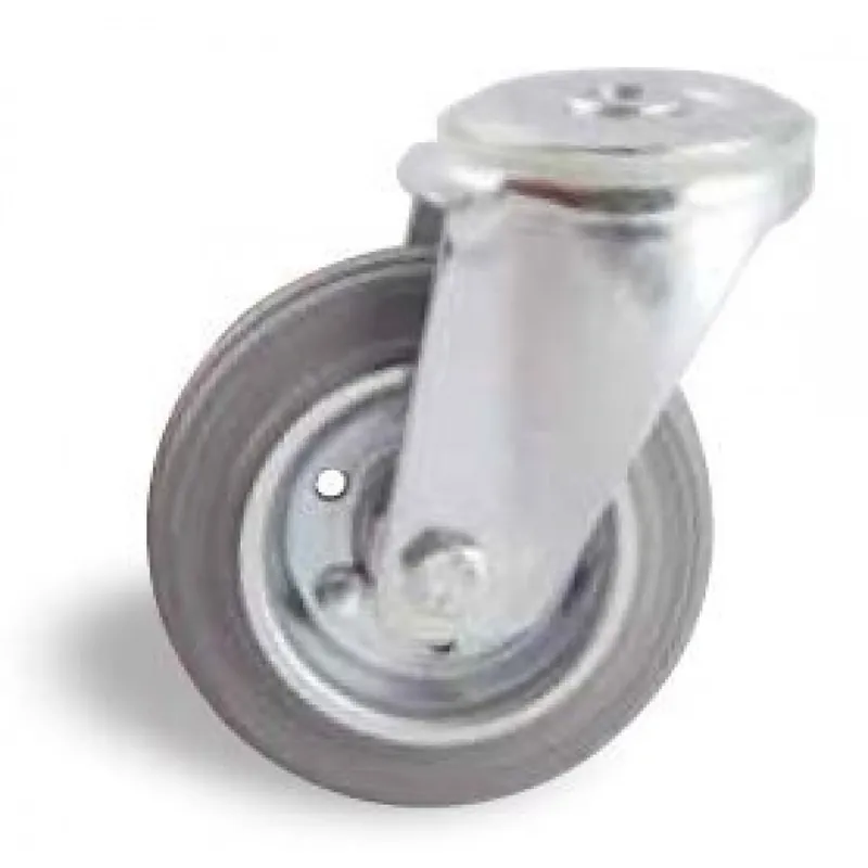 Roulette pivotante sur oeil tole – bandage caoutchouc gris Commande En Gros