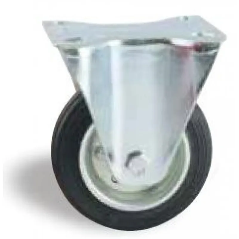 Must-Have Roulette fixe sur platine tole – bandage caoutchouc noir
