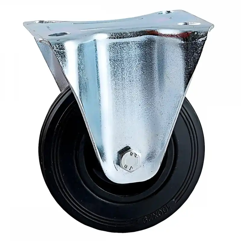 Roulette à bandage caoutchouc noir à platine fixe Livraison Gratuite