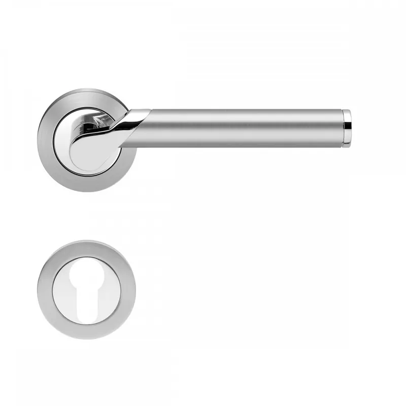 Poignées de porte sur rosaces rondes R38 Starlight -chrome/inox satiné Bon Plan