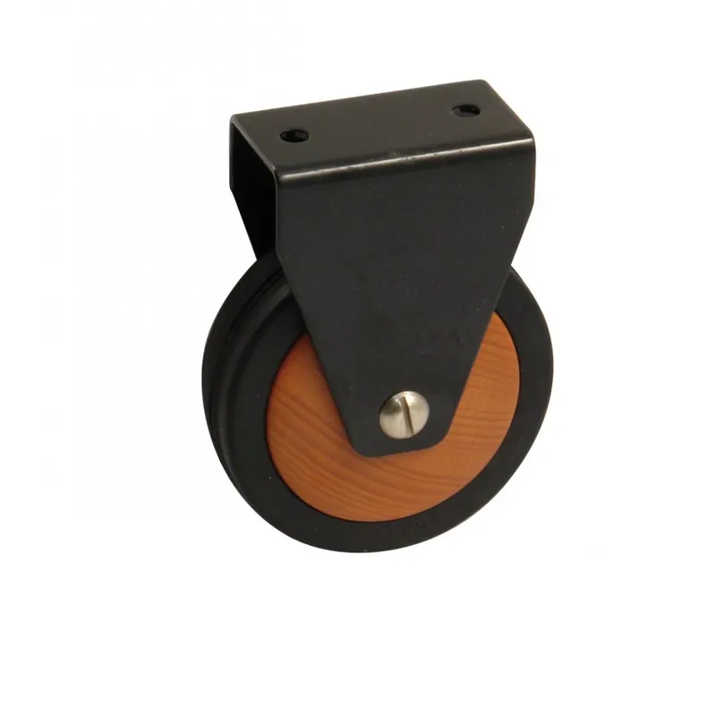 Dernière Chance Roulette de meuble fixe – chape acier noir – galet bois