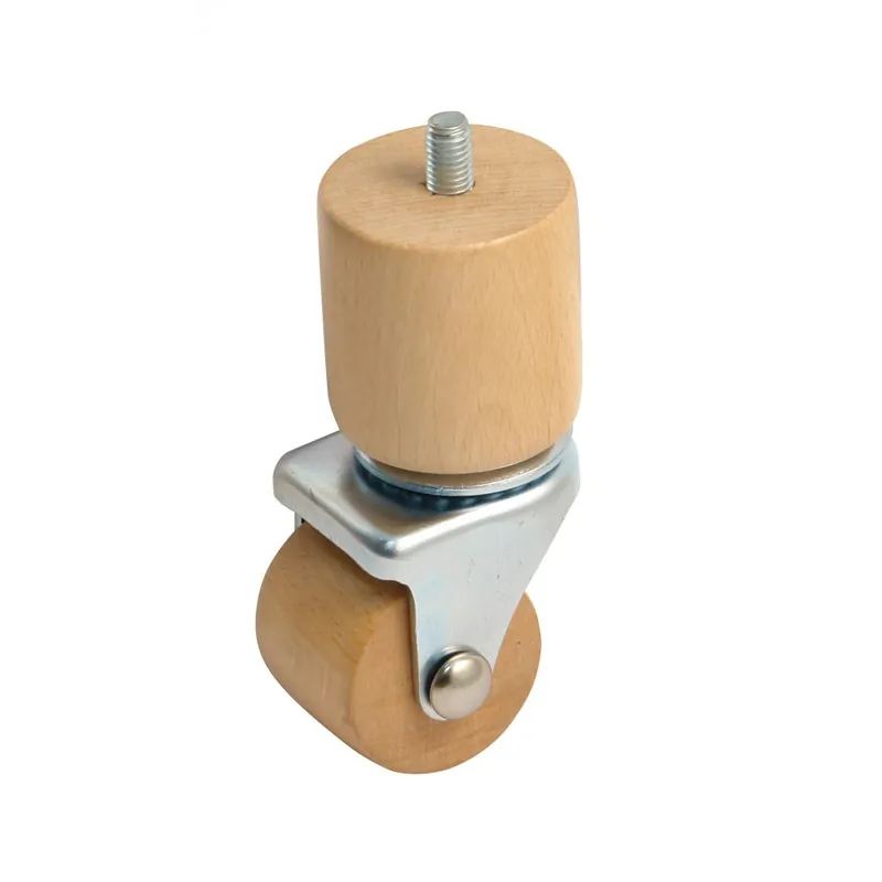 Roulette en bois sur platine pivotante – charge 60 kg Prix Promo