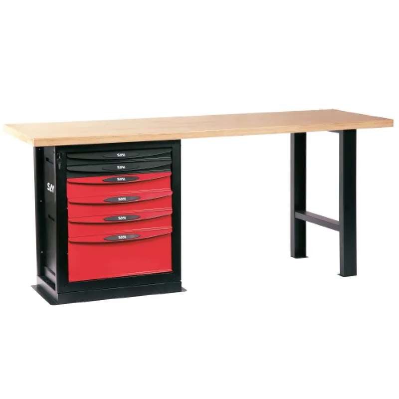 Bon Marché Etabli d'atelier – 6 tiroirs – plateau bois 2 m