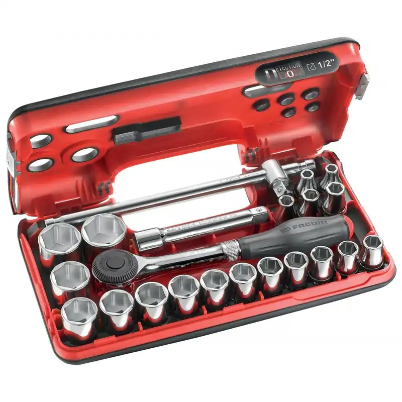 Coffret de clé à cliquet manche rotatif avec douilles 1/2'' 6 pans DBOX Jusqu’à Épuisement Des Stocks