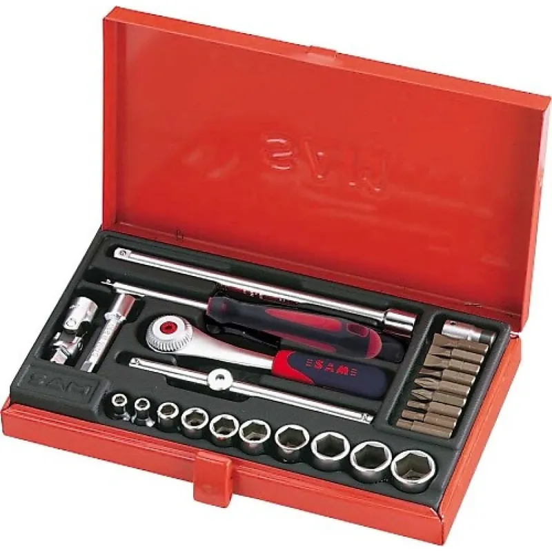Bon Marché Coffret en tôle 1/4'' douilles et accessoires – 26 pièces
