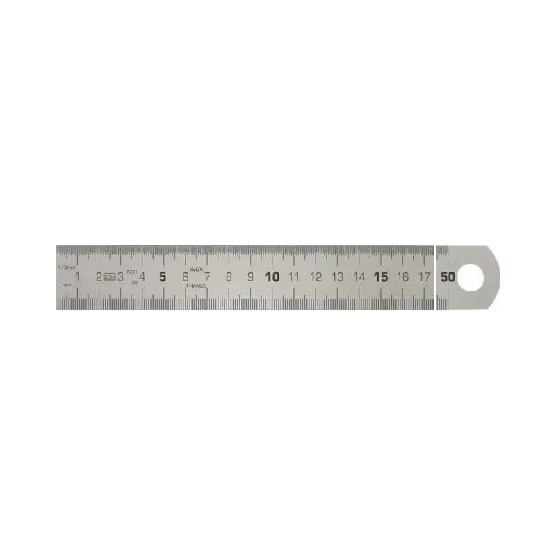 Dernier Modèle REGLET SEMI RIGIDE INOX L.500 MM GRADUATION R/V